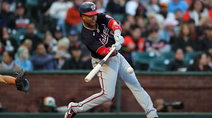 Jul 9, 2021; San Francisco, California, USA; Washington Nationals second baseman Starlin Castro (13) during the game against the San Francisco Giants at Oracle Park.